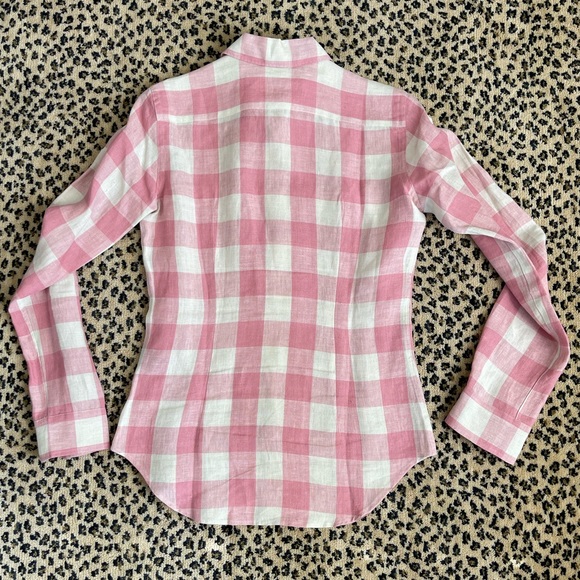 Ralph Lauren Linen Gingham Button Down Shirt Size 2 - Picture 9 of 10